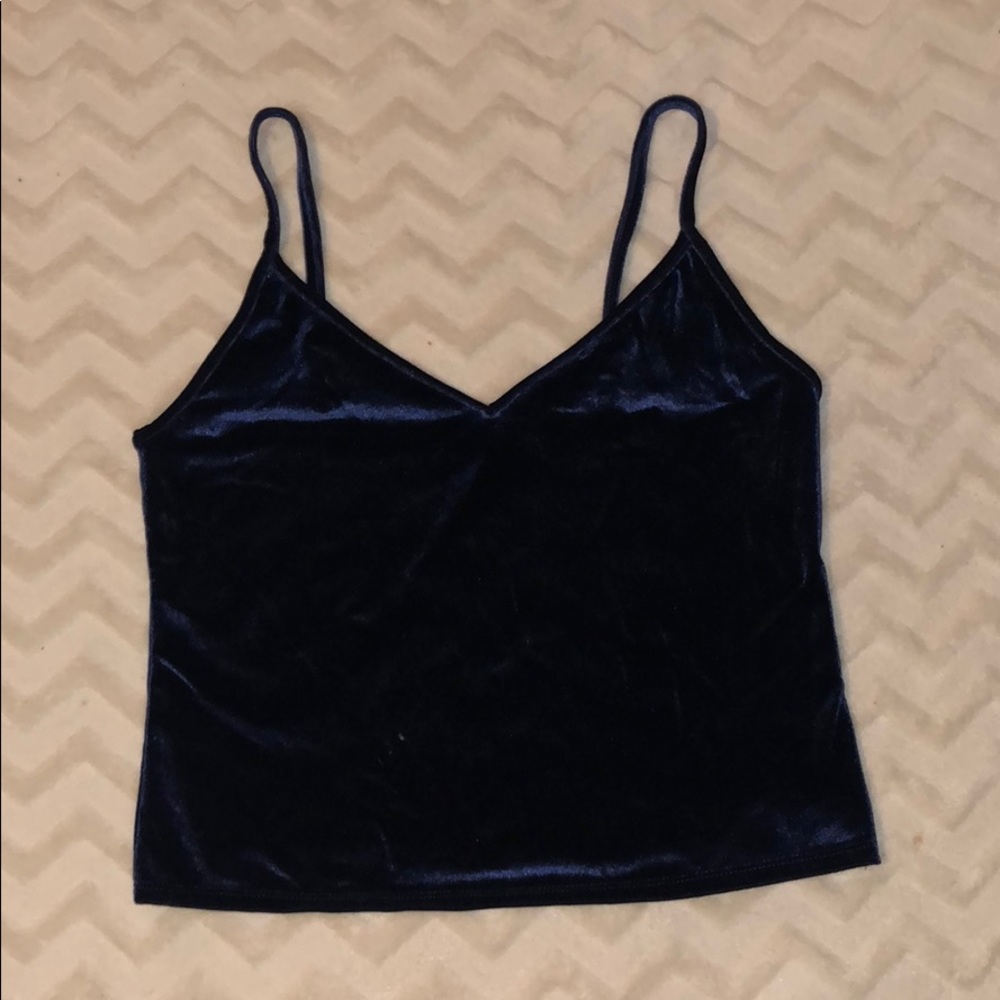 Navy blue velvet, cropped tank top